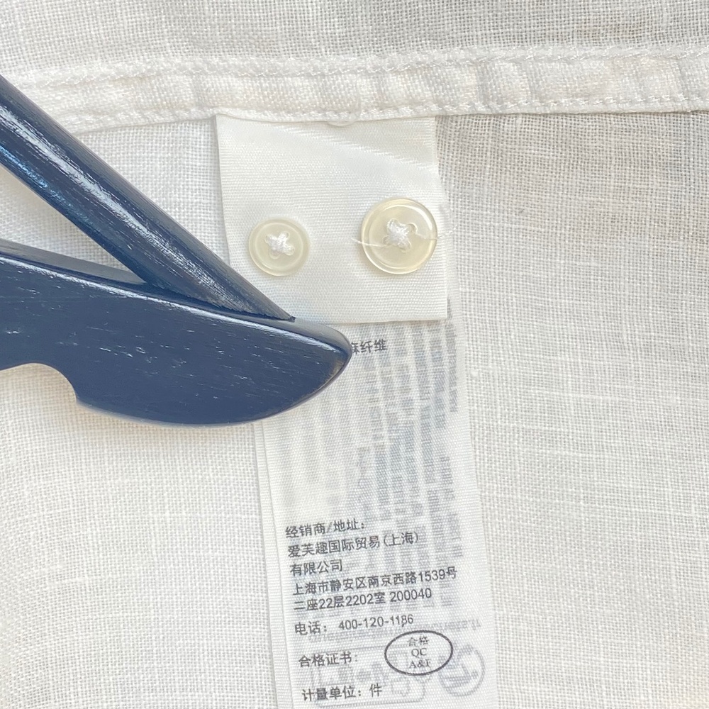 Abercrombie & Fitch 100% Linen Short Sleeve Shirt In White Size S - Picture 7 of 9